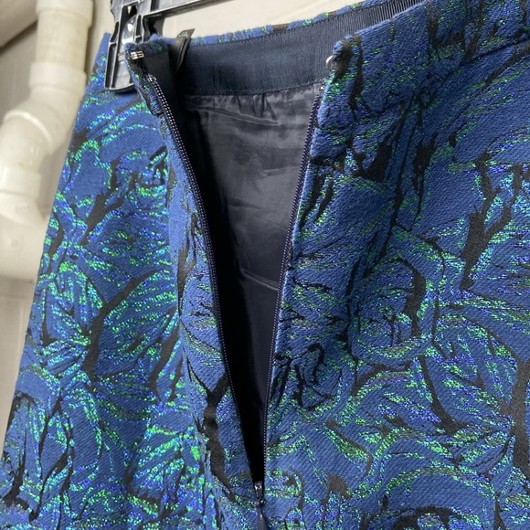 NWT J. Crew Women's‎ # 2 Pencil Skirt Jaquard Floral Size 2 Blue Sparkle C9156 - Picture 4 of 9